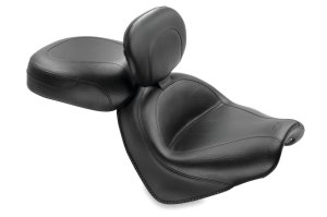 Honda VTX1300C Two-Piece Seat with Driver Backrest - Mustang Motorcycle - Wide Touring, Original - Black - `04-`09